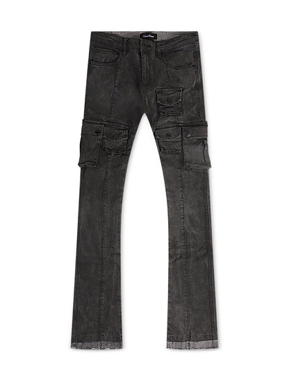 Vicious Denim Flare Stacked Fit Jeans - Black by Denim Exchange