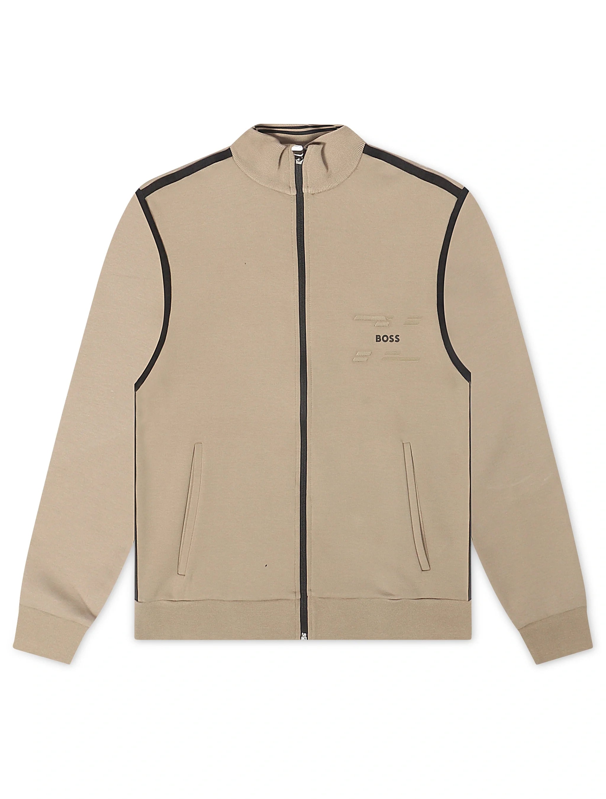 Boss Skaz Tape Zip Jacket - Beige by Denim Exchange