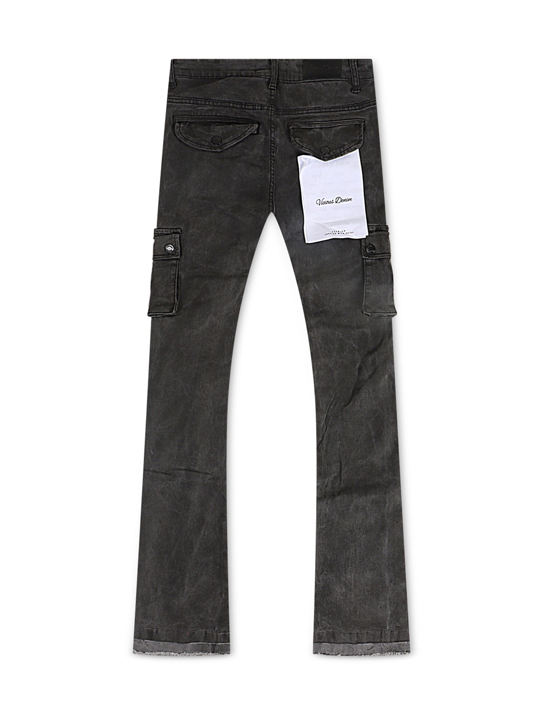 Vicious Denim Flare Stacked Fit Jeans - Black by Denim Exchange