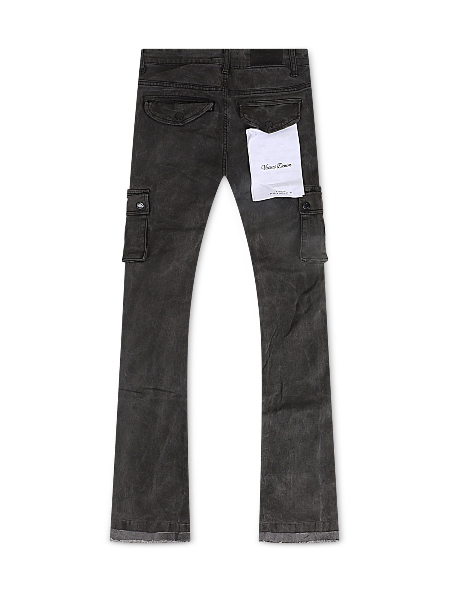 Vicious Denim Flare Stacked Fit Jeans - Black by Denim Exchange