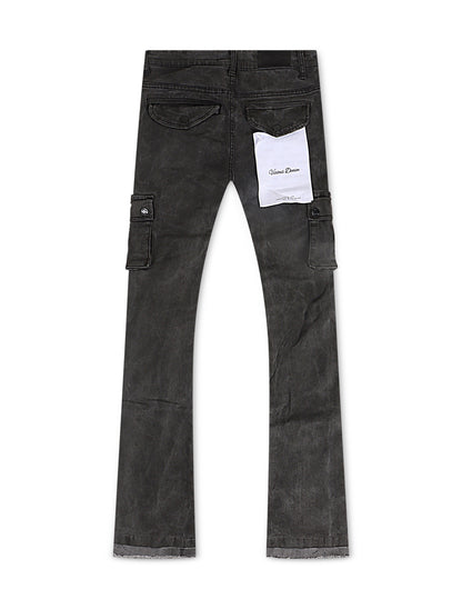 Vicious Denim Flare Stacked Fit Jeans - Black by Denim Exchange