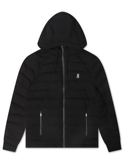 Psycho Bunny Mens Humphrey Hooded Puffer Jacket - Black by Denim Exchange