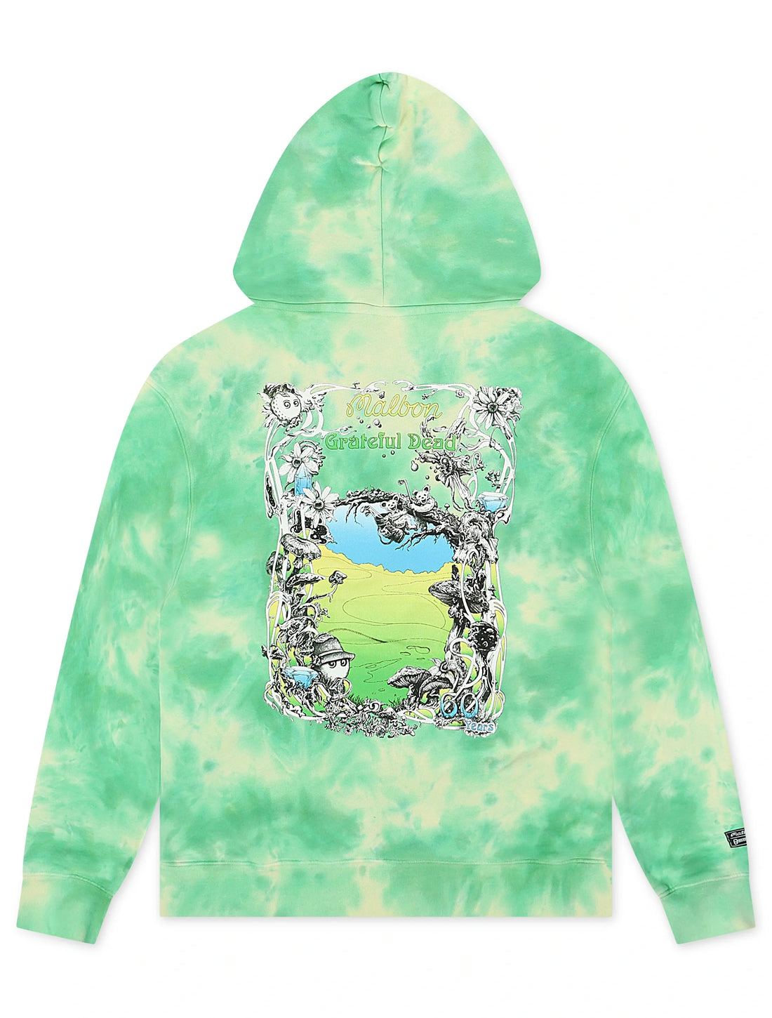 Malbon Grateful Dead Fesque Hoodie - Green Tie Dye by Denim Exchange