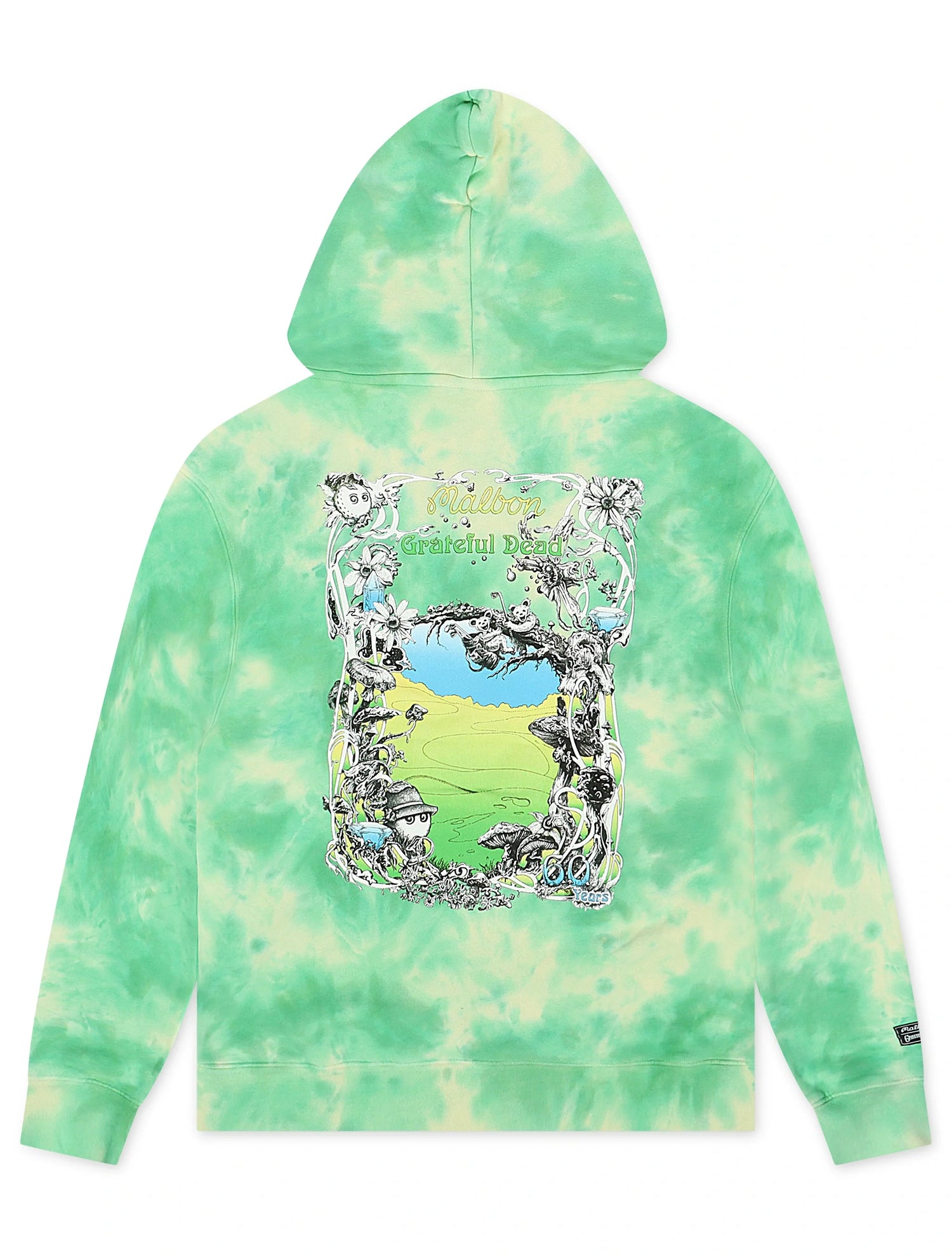 Malbon Grateful Dead Fesque Hoodie - Green Tie Dye by Denim Exchange