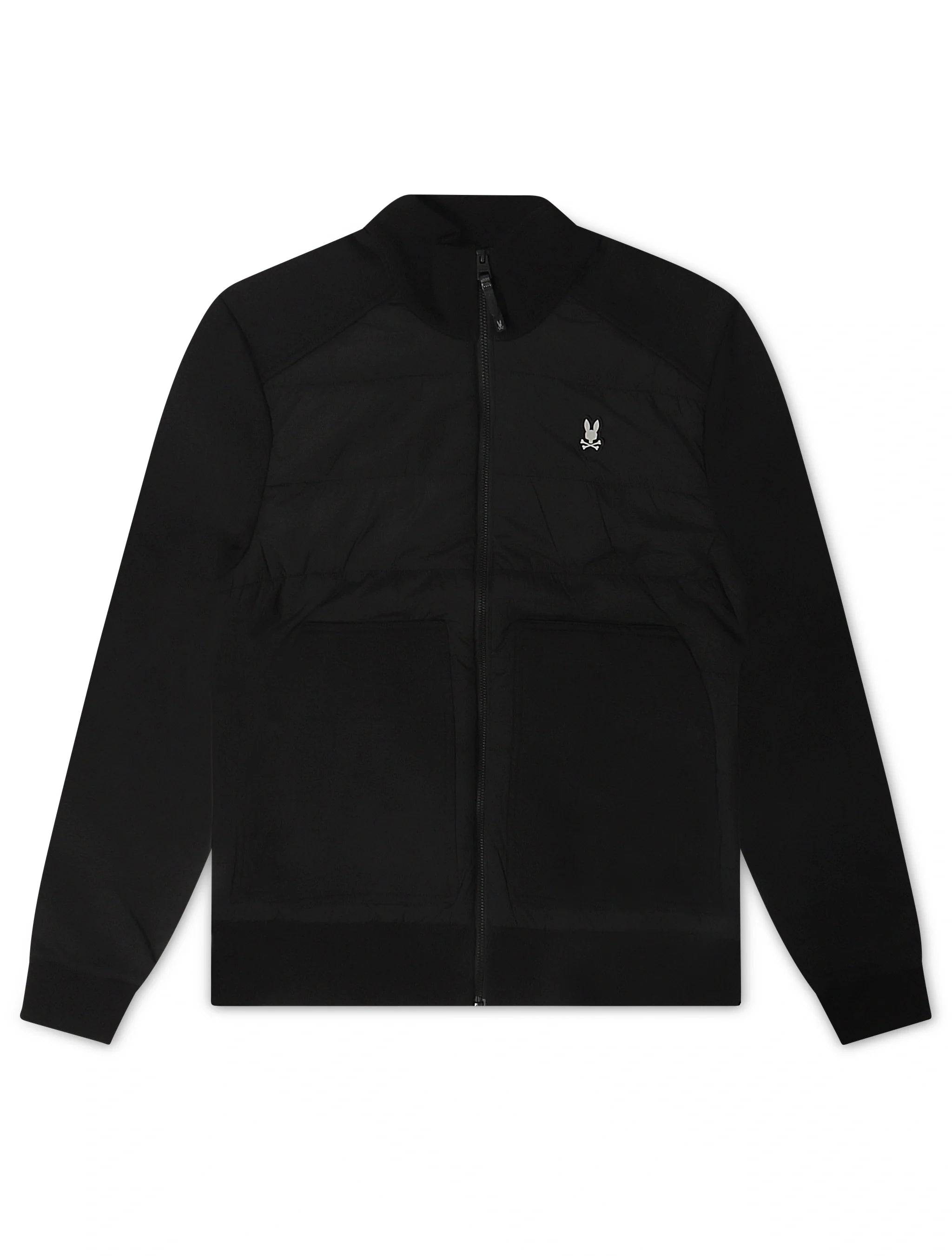 Psycho Bunny Mens Michael Mixed Media Zip Flannel - Black by Denim Exchange