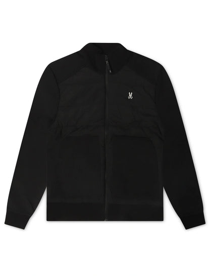 Psycho Bunny Mens Michael Mixed Media Zip Flannel - Black by Denim Exchange