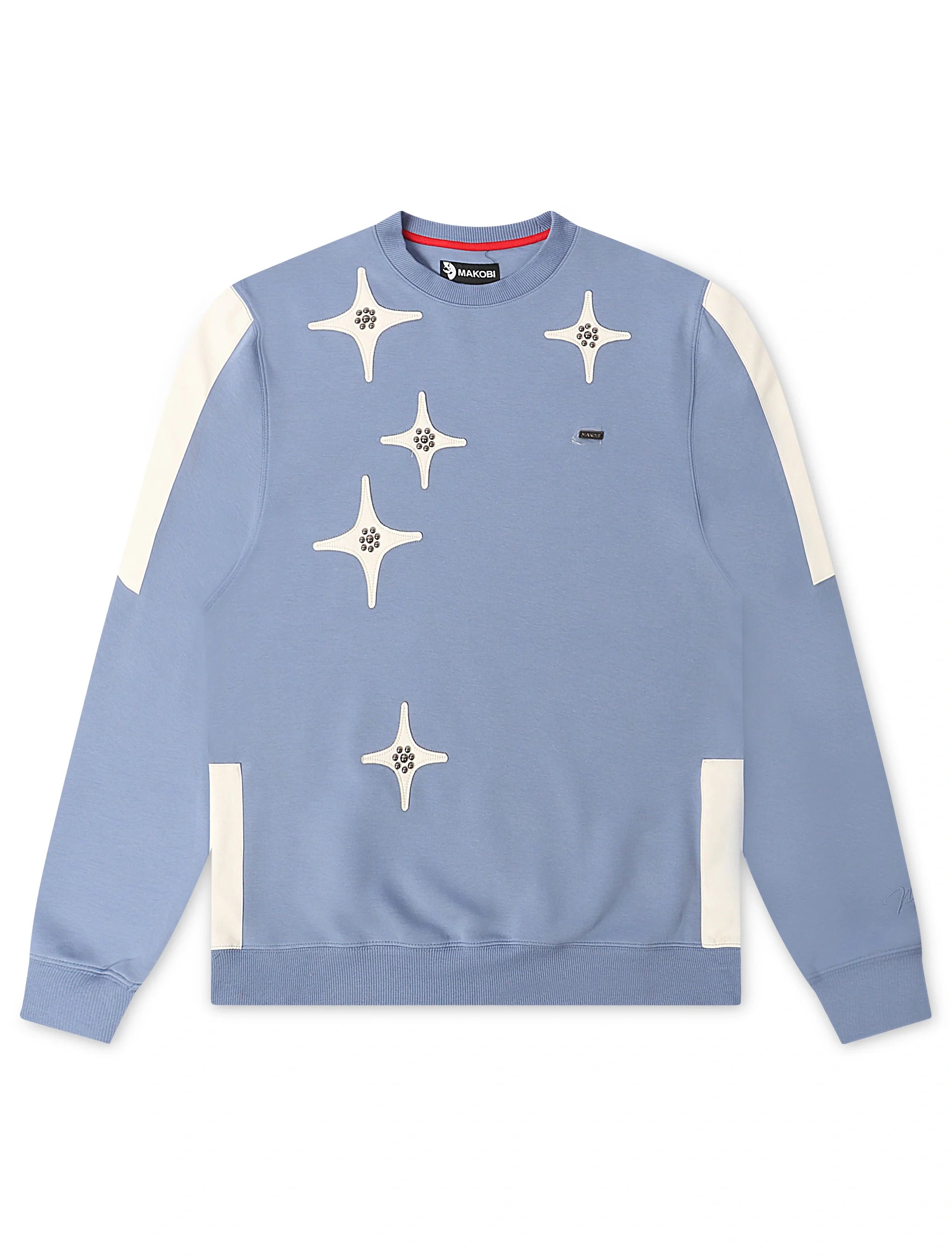 Makobi Star Rhinestone Crewneck - Smoke Blue by Denim Exchange