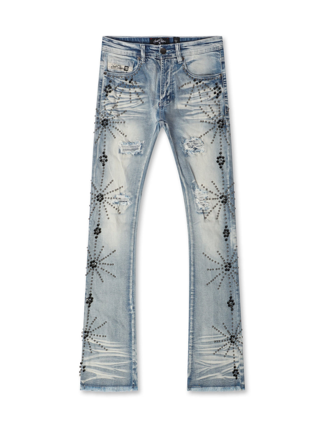 Frost Originals All Over Rhinestone Stacked Jean - Light Wash by Denim Exchange