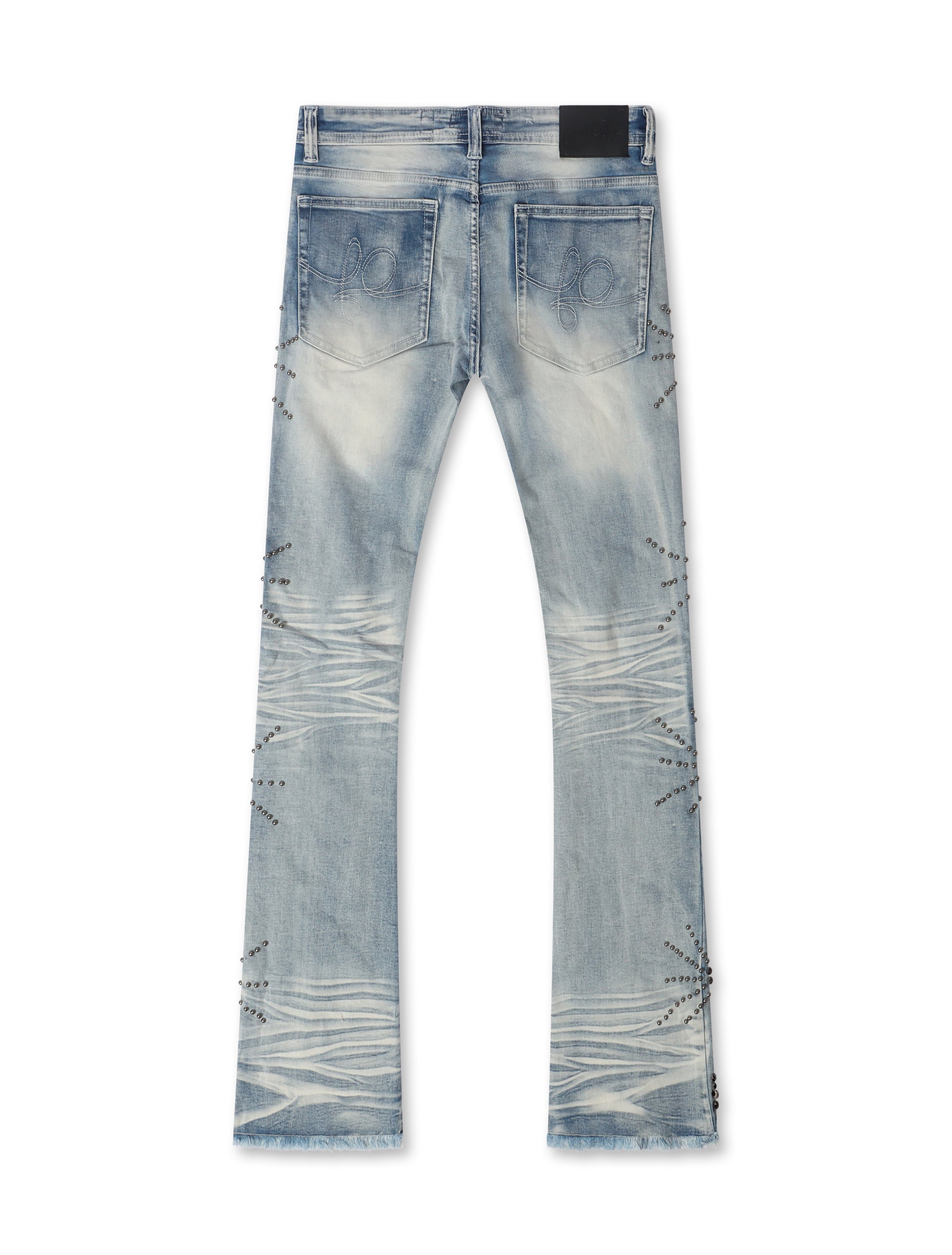 Frost Originals All Over Rhinestone Stacked Jean - Light Wash by Denim Exchange