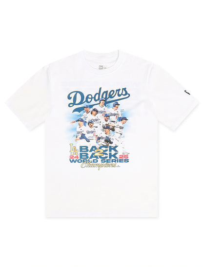 New Era LA Dodgers Back 2 Back Champs Tee - White by Denim Exchange