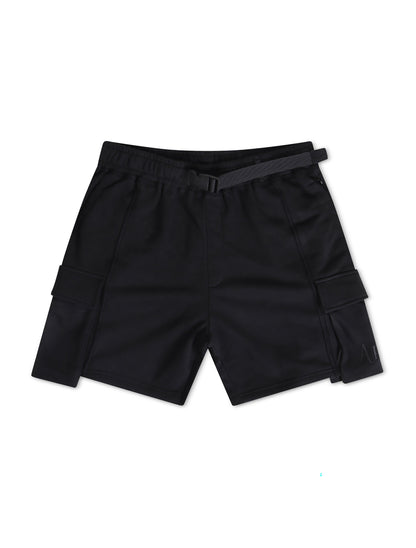 Apastime Vacation in Portugal French Terry Belted Shorts - Black by Denim Exchange