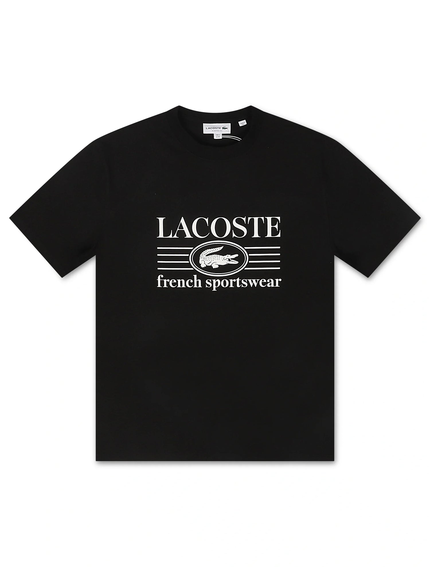 Lacoste Classic Fit Cotton Print Jersey Tee - Black by Denim Exchange