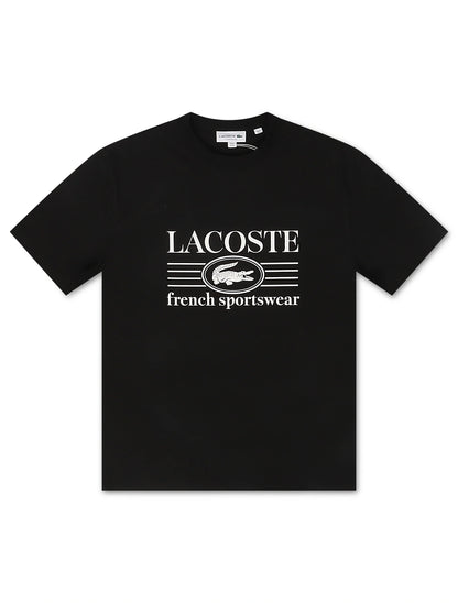 Lacoste Classic Fit Cotton Print Jersey Tee - Black by Denim Exchange