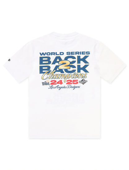 New Era LA Dodgers Back 2 Back Champs Tee - White by Denim Exchange