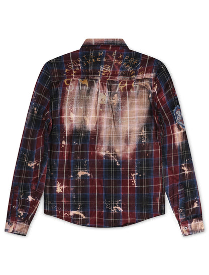 Smugglers Moon Button Up Woven Top - Bleached Plaid by Denim Exchange