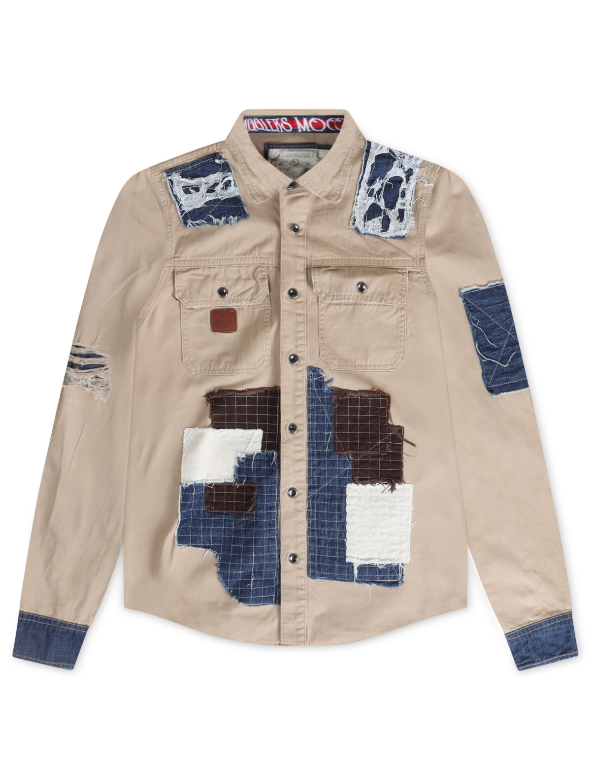 Smugglers Moon Button Up Woven Top - Khaki Plaid by Denim Exchange