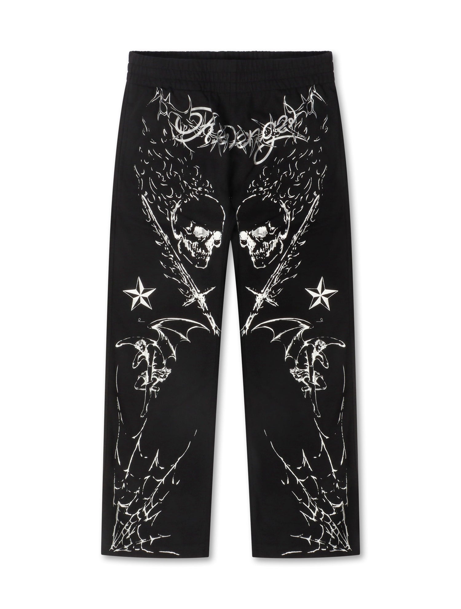 Revenge Tattoo Sweatpants - Black/Silver by Denim Exchange