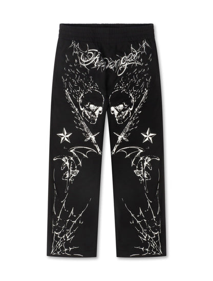 Revenge Tattoo Sweatpants - Black/Silver by Denim Exchange