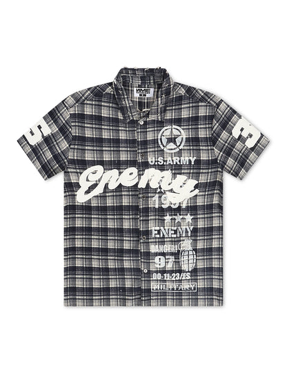 N.M.E NYC No Mercy Flannel Overshirt - Blue by Denim Exchange