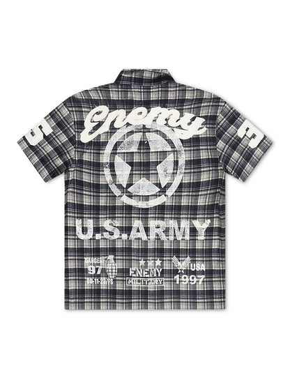 N.M.E NYC No Mercy Flannel Overshirt - Blue by Denim Exchange