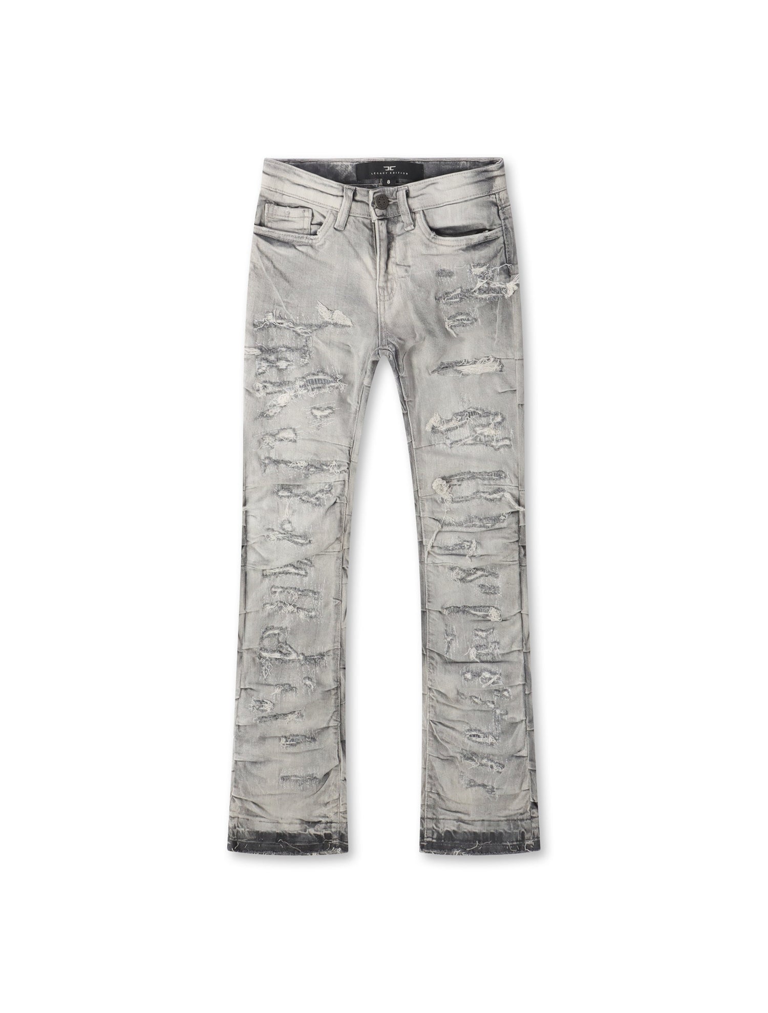 Jordan Craig Kids Pleated Side Seam Shredded Jeans - Arctic Grey by Denim Exchange