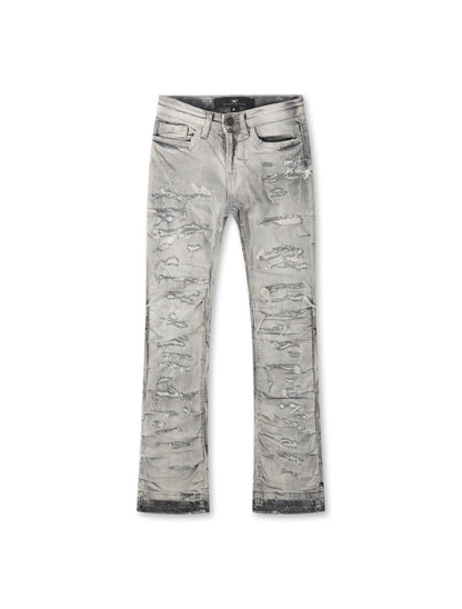 Jordan Craig Kids Pleated Side Seam Shredded Jeans - Arctic Grey by Denim Exchange