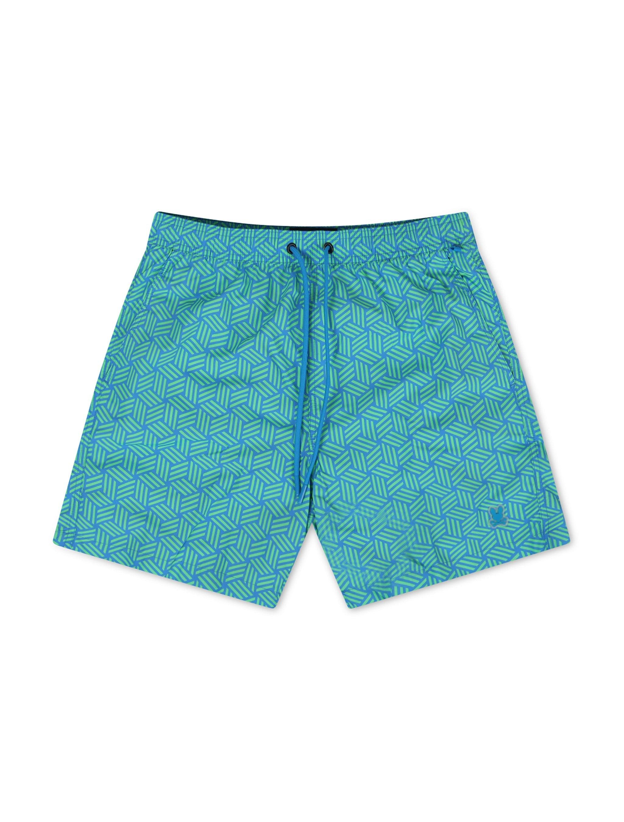 Psycho Bunny Jasper Aop Lightweight Swim Trunk - Green Gecko by Denim Exchange