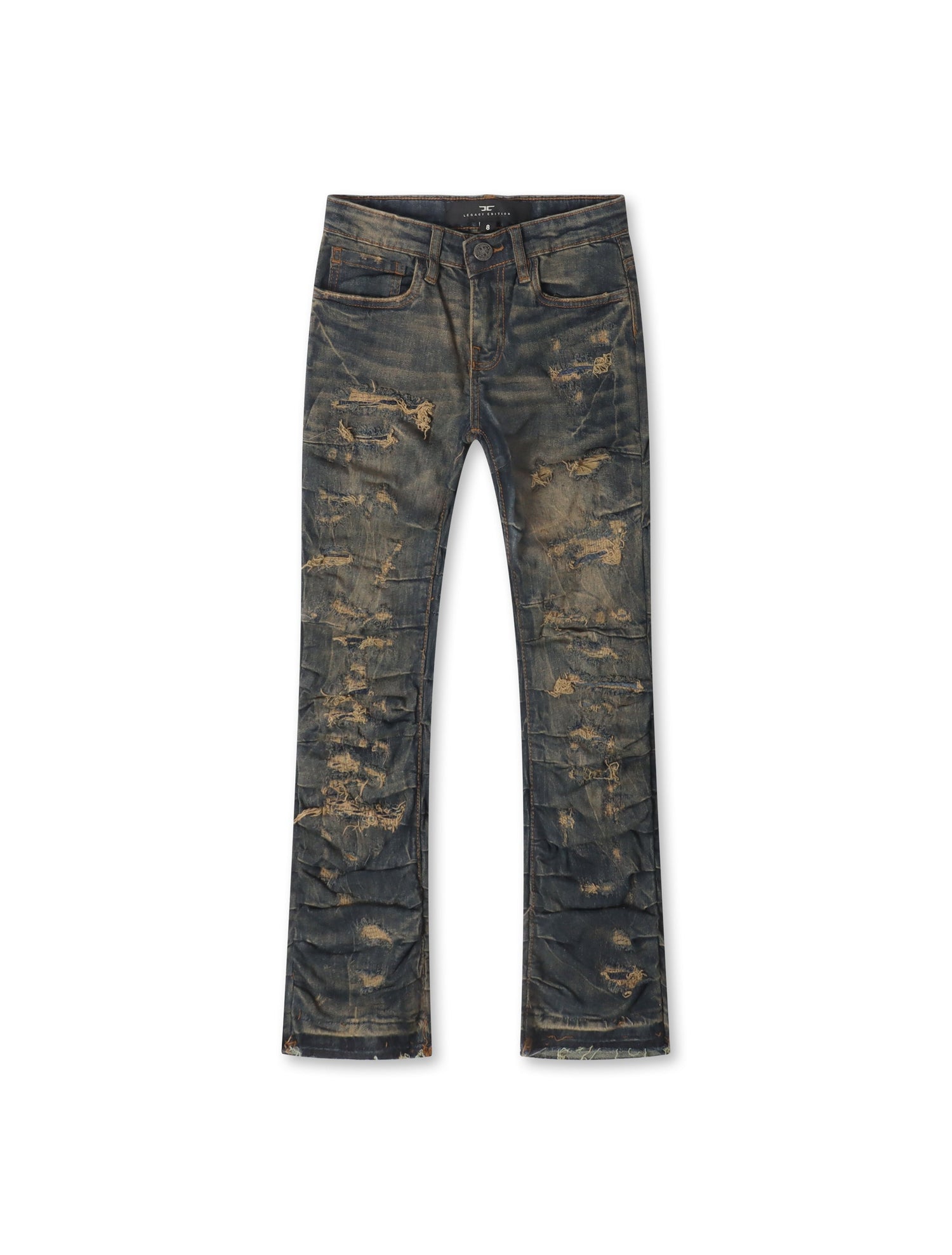 Jordan Craig Kids Pleated Side Seam Shredded Jeans - Dark Vintage by Denim Exchange