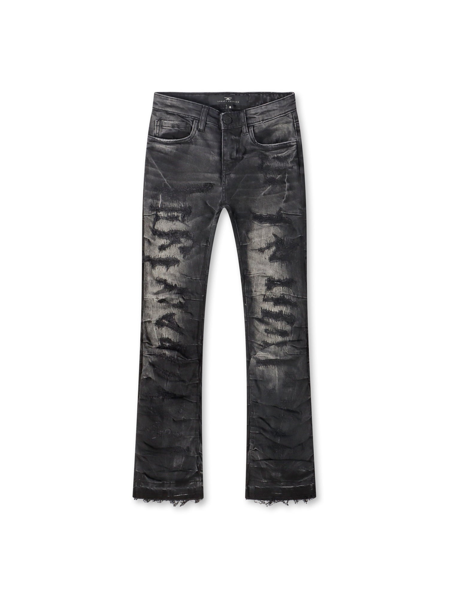 Jordan Craig Kids Pleated Side Seam Shredded Jeans - Black Shadow by Denim Exchange