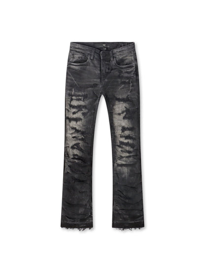 Jordan Craig Kids Pleated Side Seam Shredded Jeans - Black Shadow by Denim Exchange