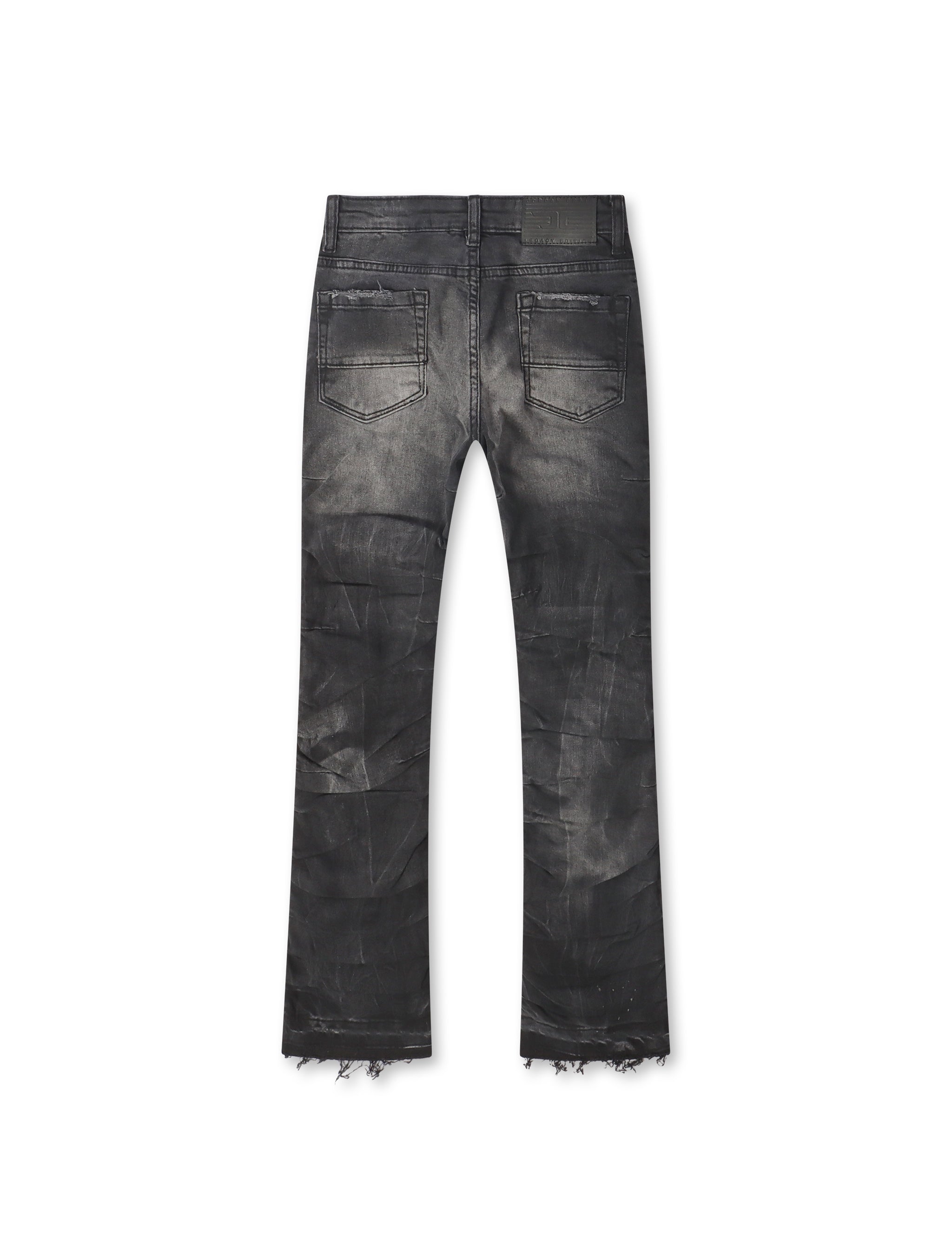 Jordan Craig Kids Pleated Side Seam Shredded Jeans - Black Shadow by Denim Exchange