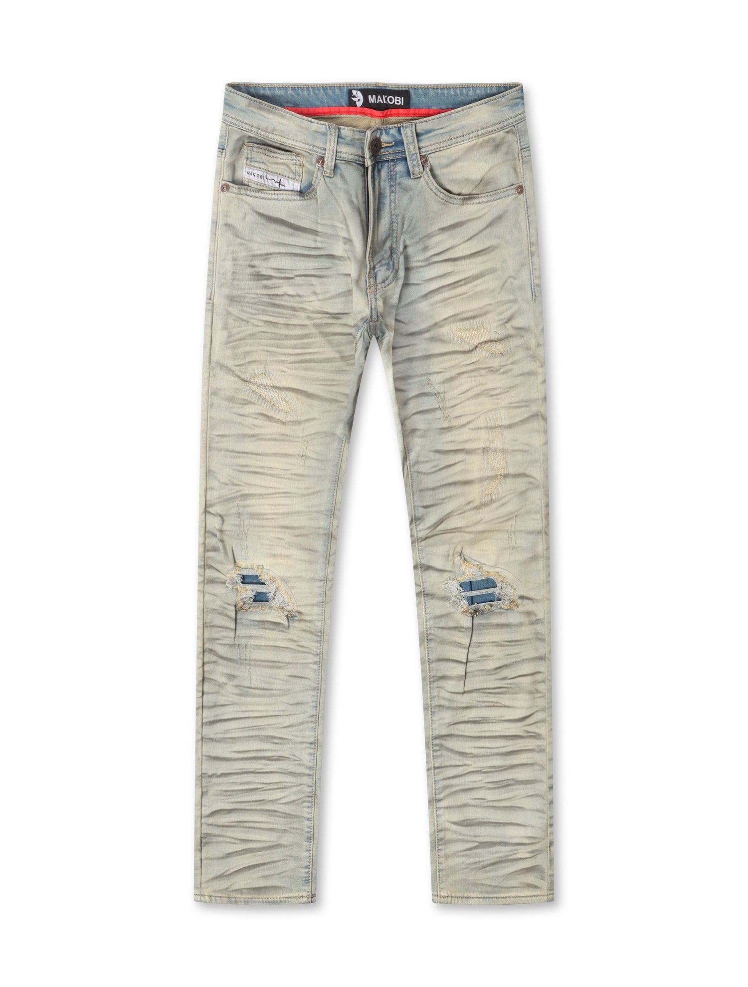Makobi Distressed Straight Leg Jeans – Dirt Wash by Denim Exchange