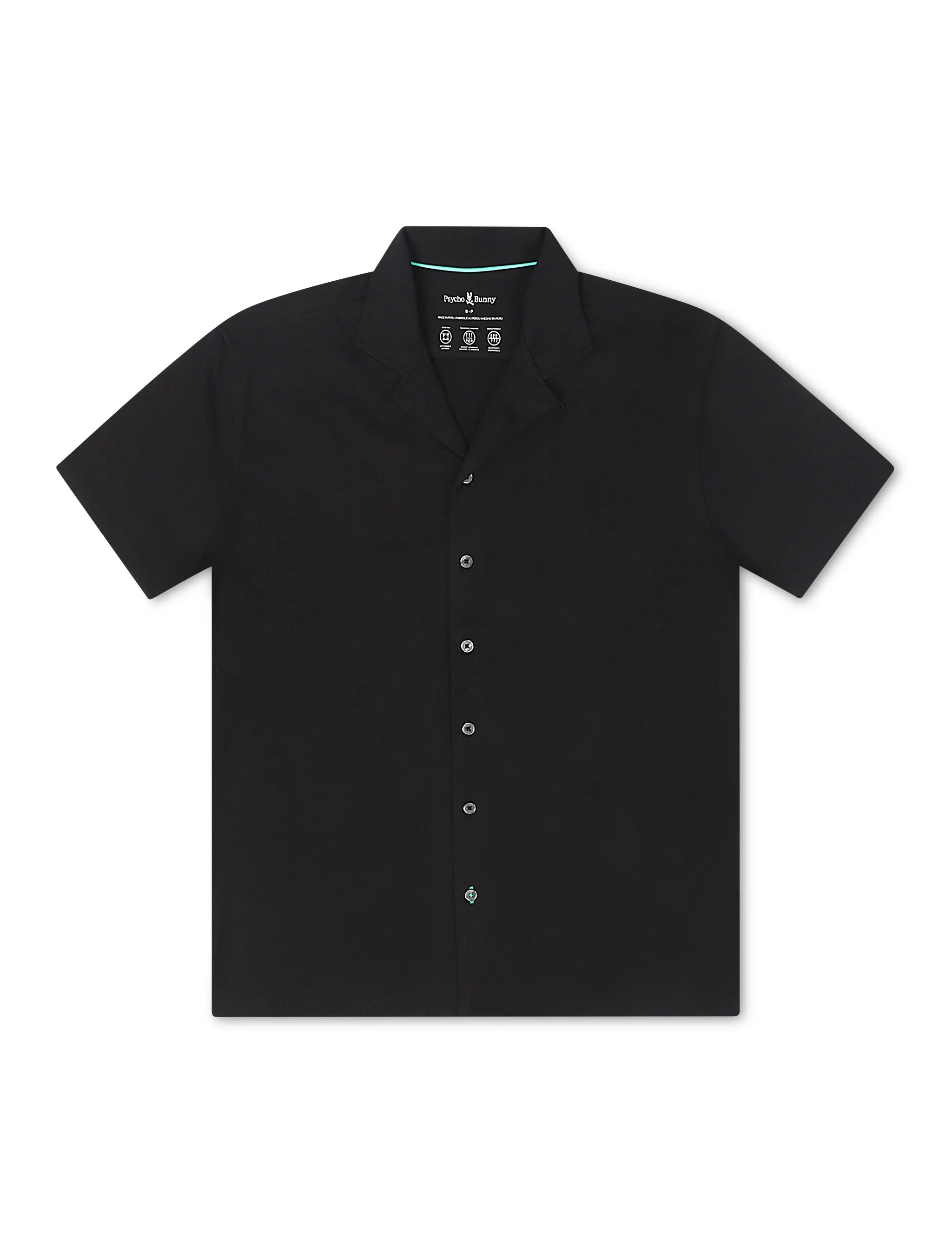 Psycho Bunny Bryan Camp Collar Shirt - Black by Denim Exchange