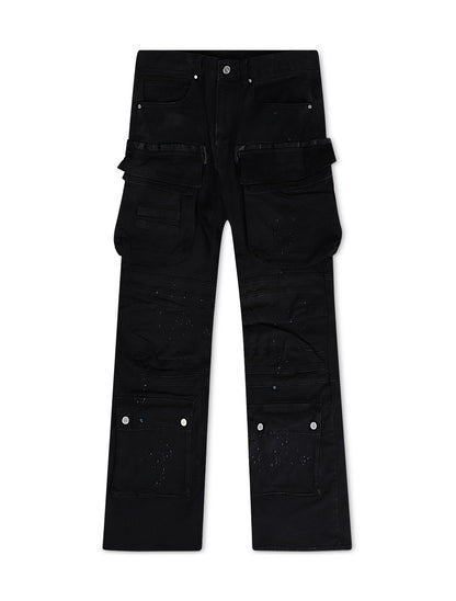 First Row Relaxed Fit Utility Cargo Pants - Black by Denim Exchange