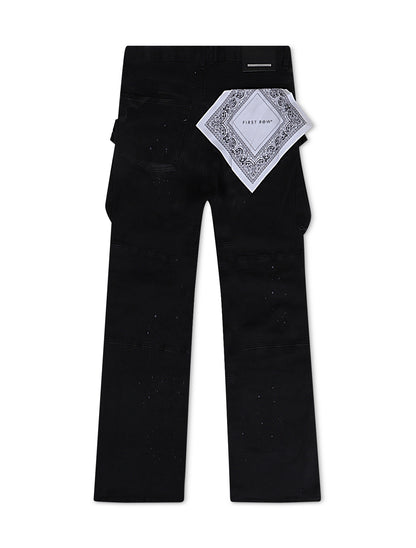 First Row Relaxed Fit Utility Cargo Pants - Black by Denim Exchange