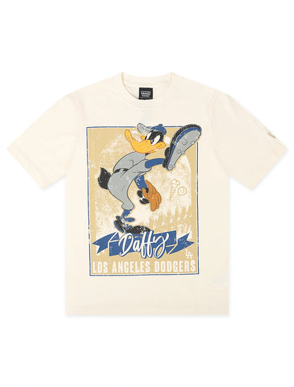 New Era LA Dodgers Looney Daffy Duck Tee - Cream by Denim Exchange