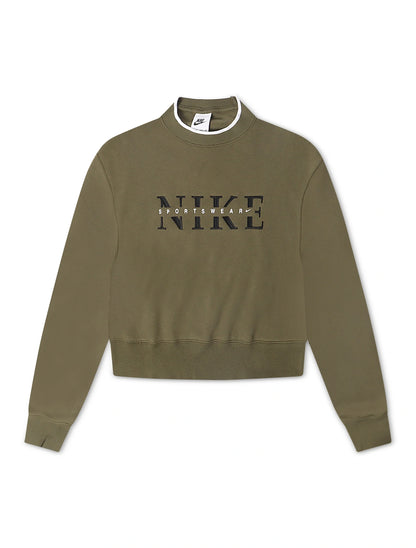 Nike Womens Phoenix Oversized Crewneck - Medium Olive by Denim Exchange