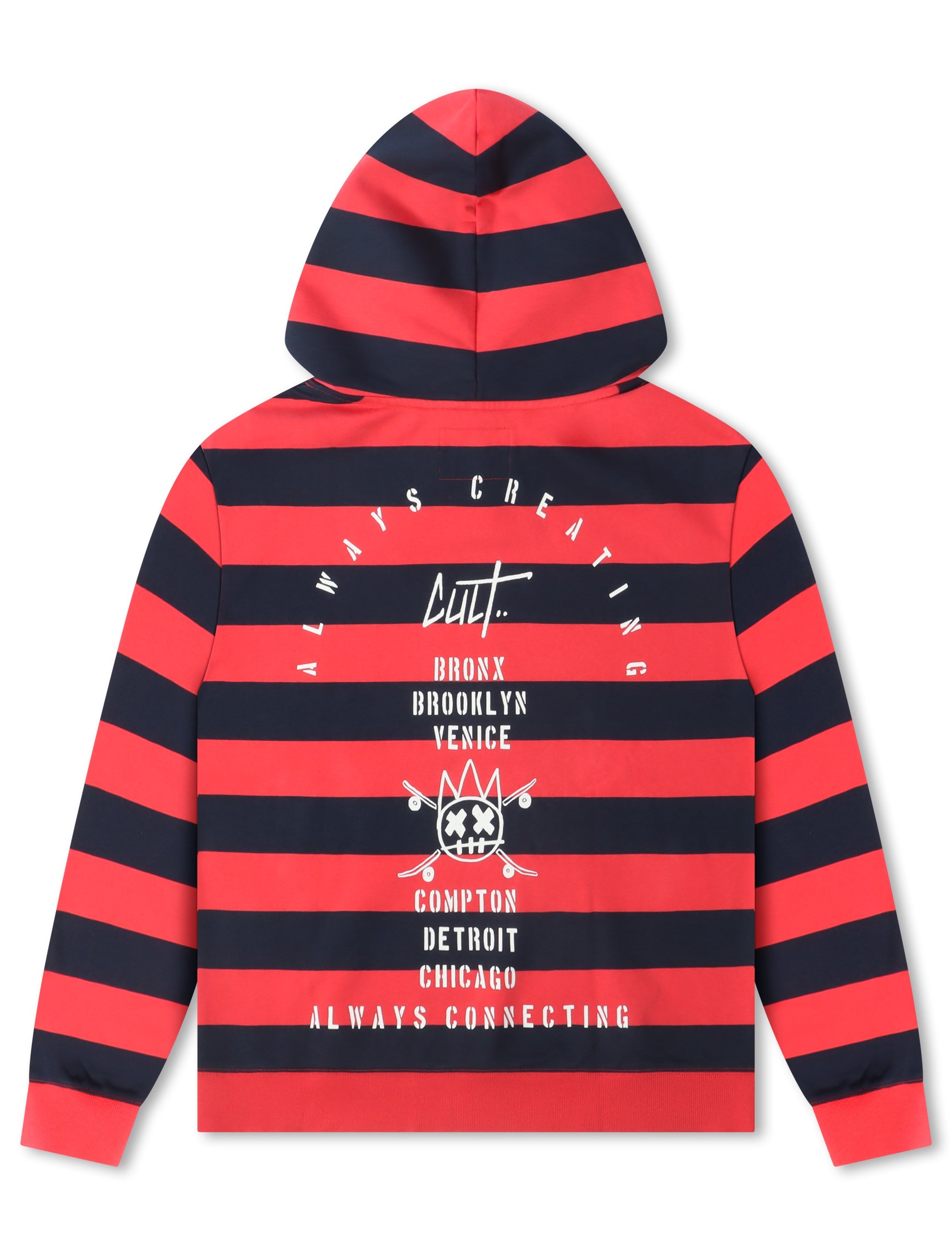 Cult Of Individuality Pullover Novelty Hoodie - Rouge Red/Navy by Denim Exchange