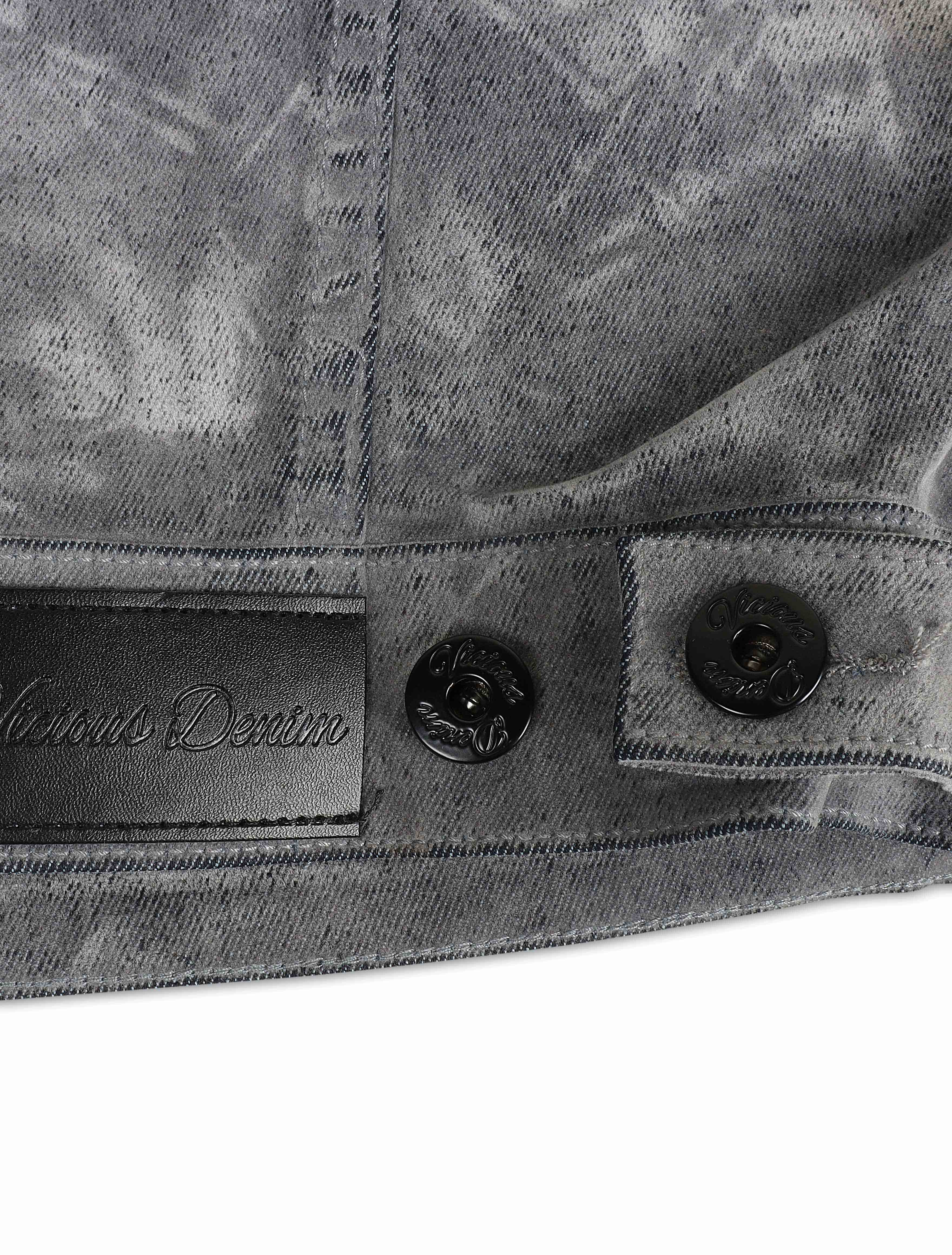 Vicious Denim Velvet Coated Denim Jacket - Grey by Denim Exchange