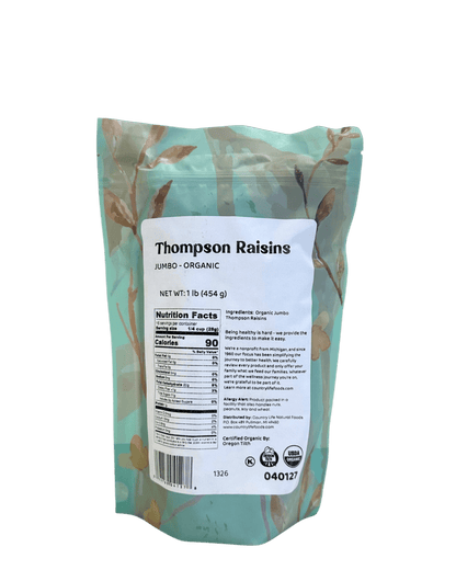 Raisins, Thompson Organic Jumbo by Country Life Natural Foods