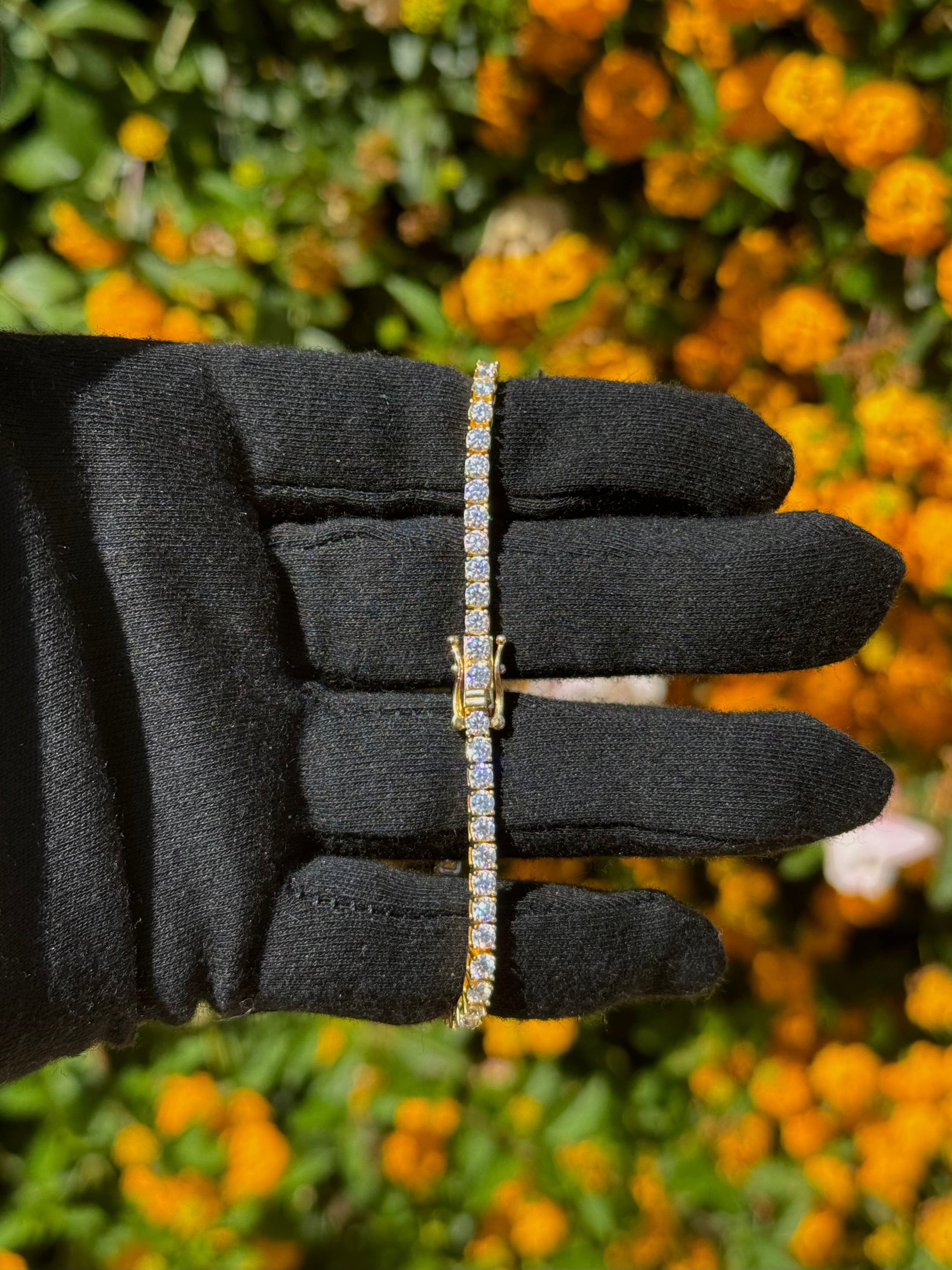 3mm Moissanite Tennis Bracelet in Yellow Gold Vermeil - DestGlow