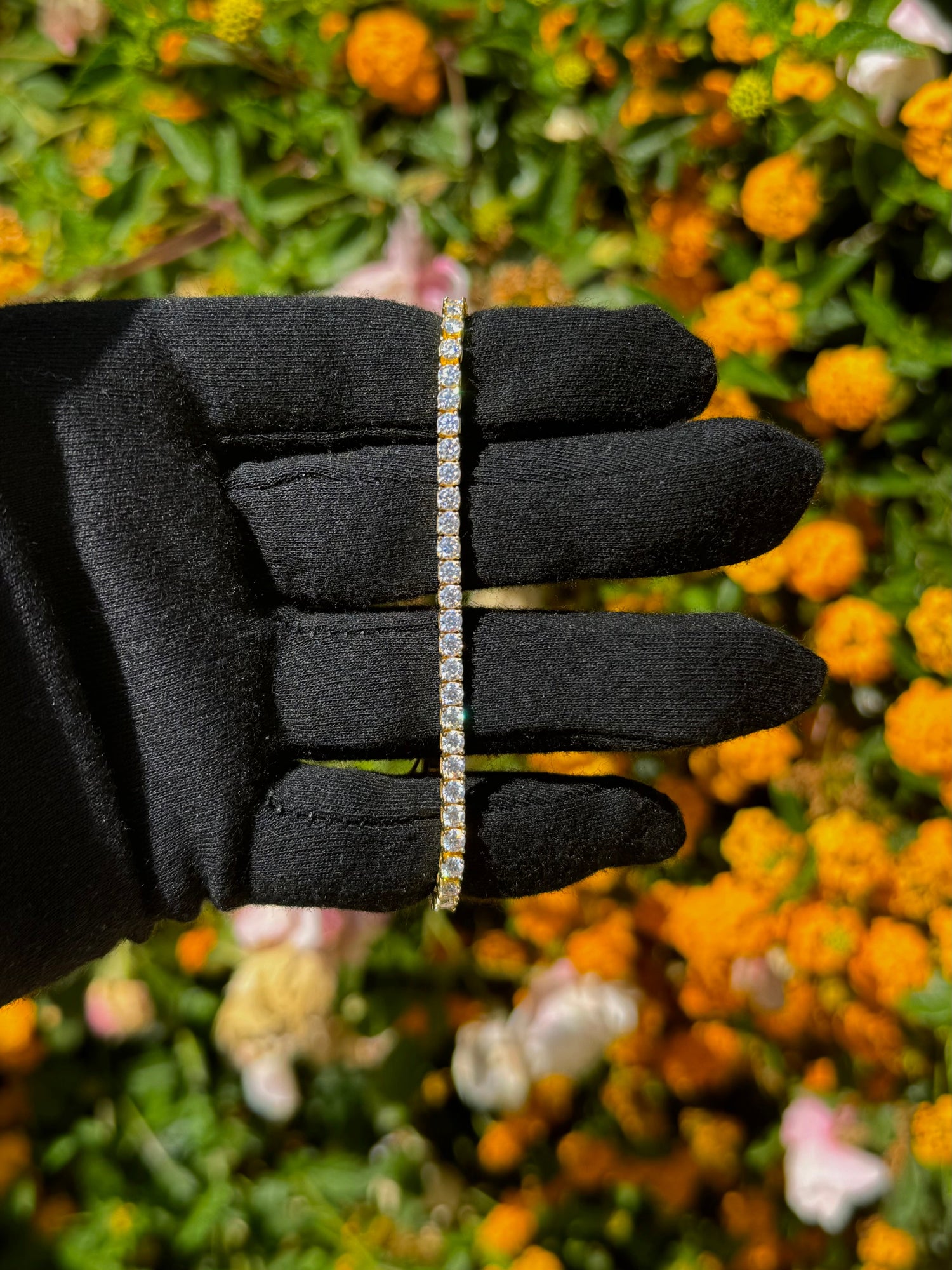 3mm Moissanite Tennis Bracelet in Yellow Gold Vermeil - DestGlow