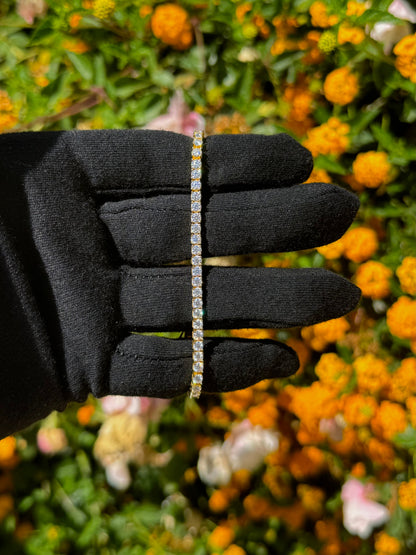 3mm Moissanite Tennis Bracelet in Yellow Gold Vermeil - DestGlow