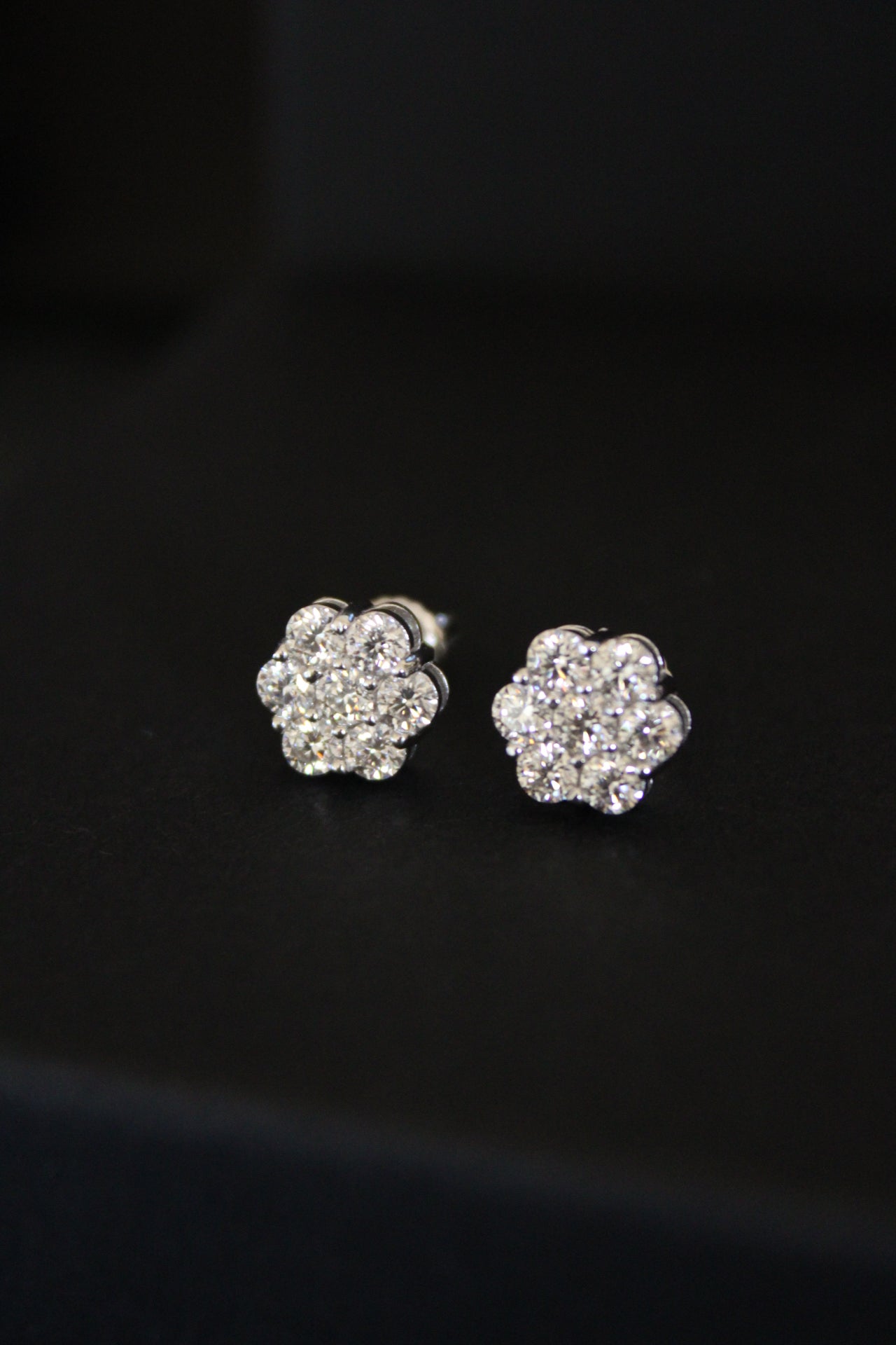 Moissanite Flower Cluster Earrings in Silver - DestGlow