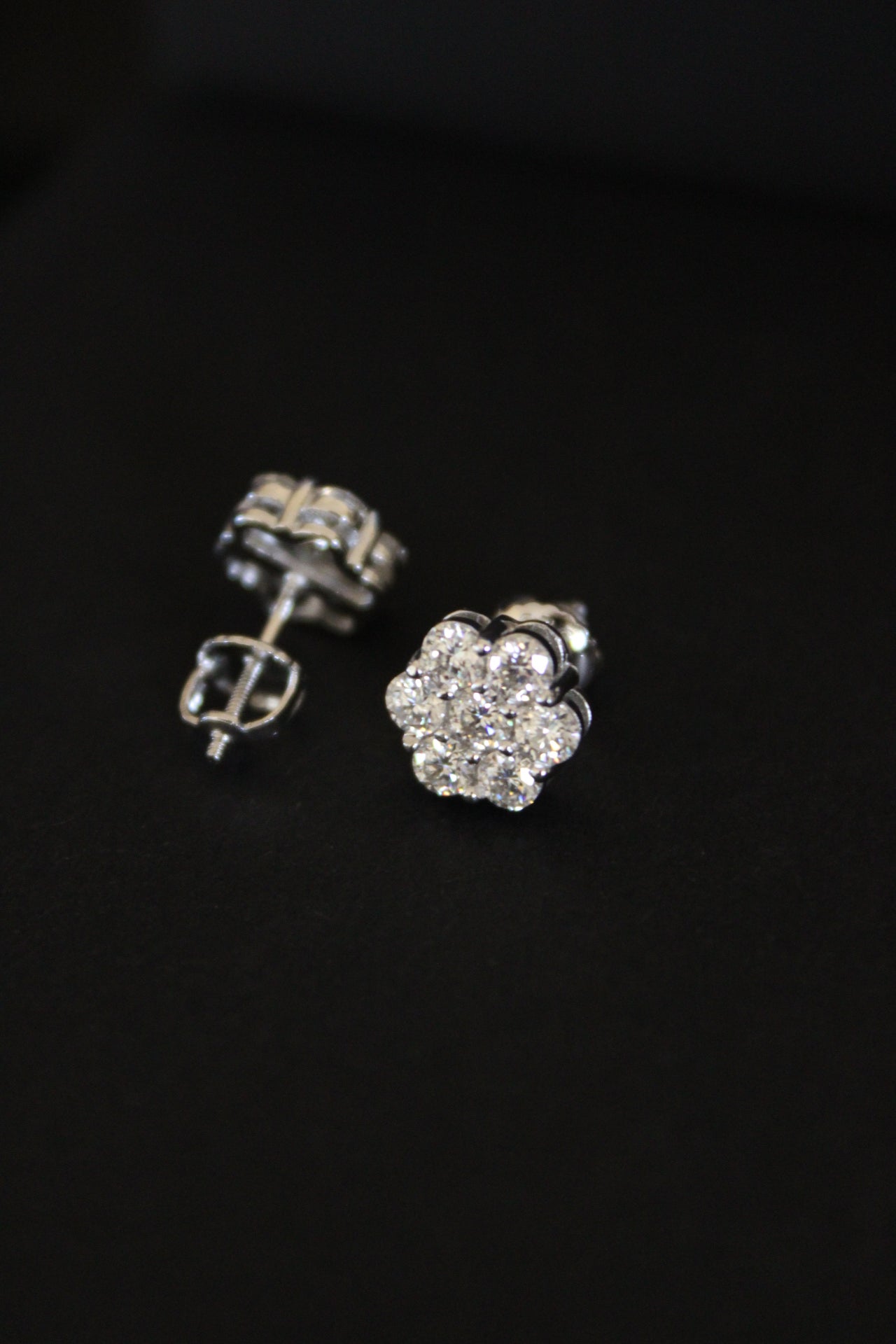 Moissanite Flower Cluster Earrings in Silver - DestGlow