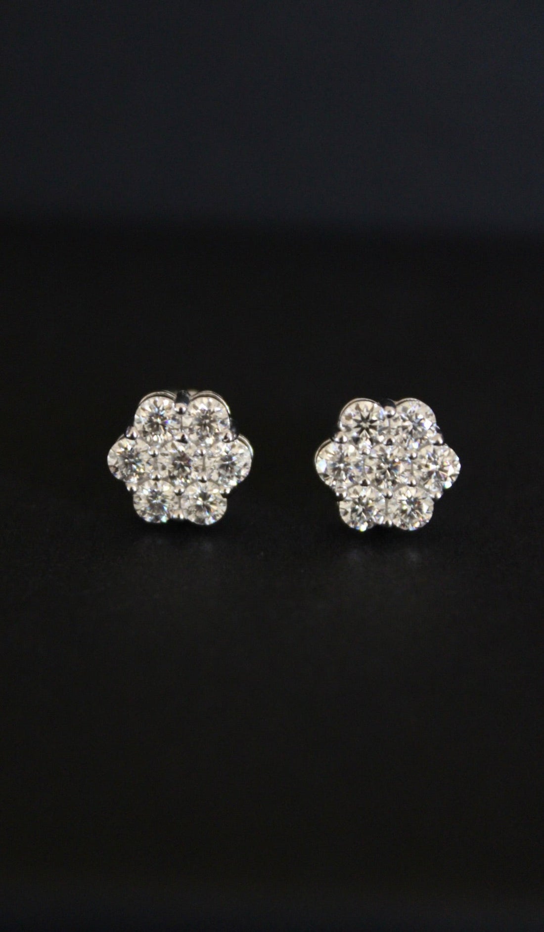 Moissanite Flower Cluster Earrings in Silver - DestGlow