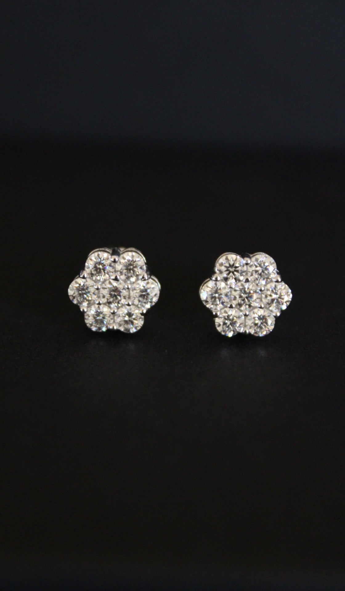 Moissanite Flower Cluster Earrings in Silver - DestGlow