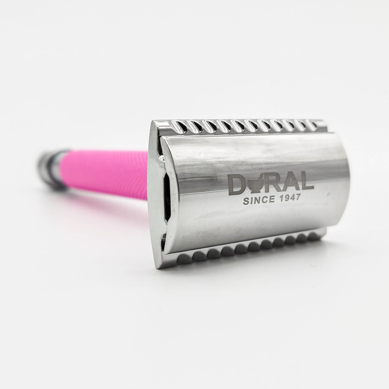 Dural Heavy Stroud Head Double Edge Safety Razor Duty Pink/Silver + Pouch by Pasteur Pharmacy