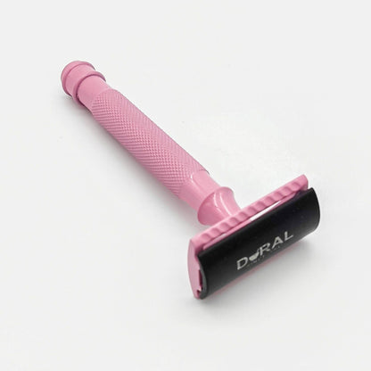 Dural Heavy Stroud Head Double Edge Safety Razor Duty Pink/Black + Pouch by Pasteur Pharmacy