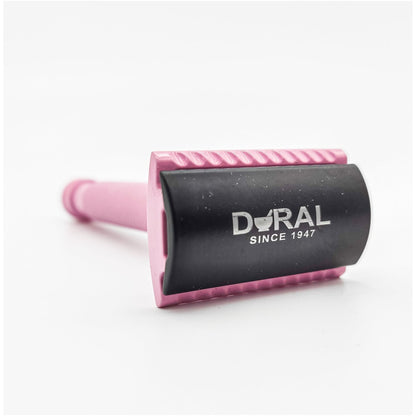 Dural Heavy Stroud Head Double Edge Safety Razor Duty Pink/Black + Pouch by Pasteur Pharmacy